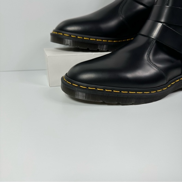 DOC JAIMES LEATHER HARNESS STRAPS CHELSEA BOOTS INNER ANKLE ZIP POLISHED SMOOTH - Picture 5 of 10